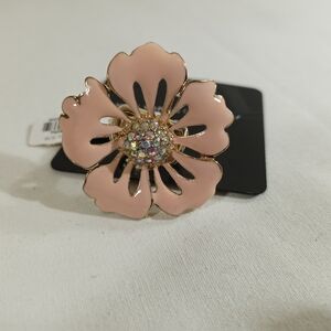 New York & Company Pink and Gold Floral Ring